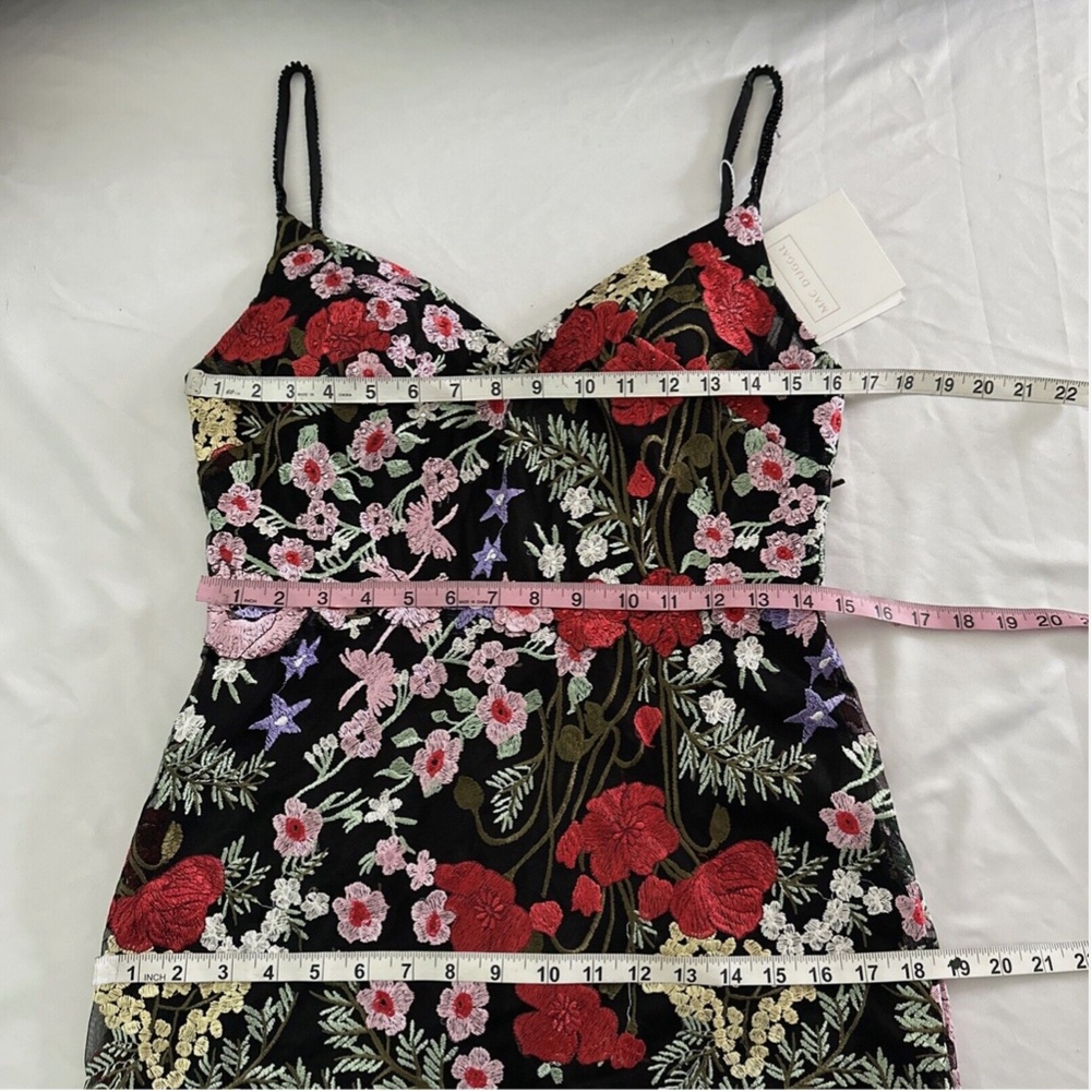 NWT $598 Mac Duggal‎ [ 8 ] Floral Lace Embroidered Sweetheart Gown Black Red - Picture 3 of 16